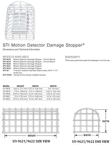 Safety Technology International, Inc. STI-9621 Motion Detector Damage Stopper Steel Wire Cage for PIRs, Approx. 7" x 5.75" x 4.5"