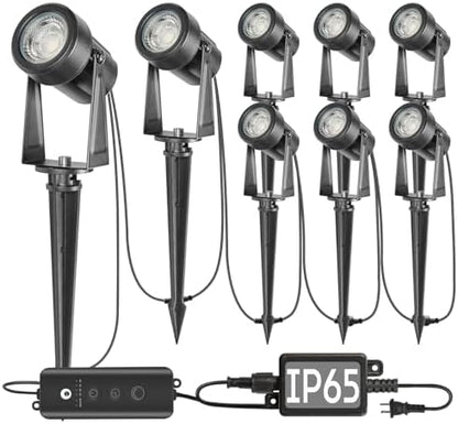 SUNTHIN Outdoor Landscape Lighting with Dusk to Dawn Sensor Controller, 8 Pack