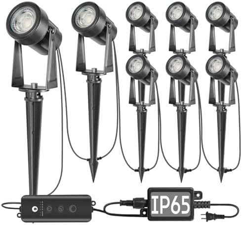 SUNTHIN Outdoor Landscape Lighting with Dusk to Dawn Sensor Controller, 8 Pack