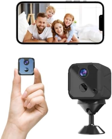 ZHENHAN 1440P HD Mini WiFi Security Camera – Indoor Wireless Rechargeable Pet/Home/Office Surveillance with Motion Detection, Night Vision, 100-Day Battery, Cloud/SD Storage & App Control (Black)