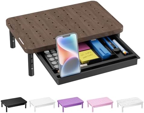 WALI Plastic Computer Monitor Stand with Storage, Adjustable Laptop Riser