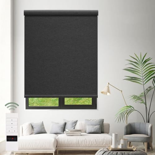 ZSHINE Motorized Blackout Roller Shades Remote Control Rechargeable(82141H)