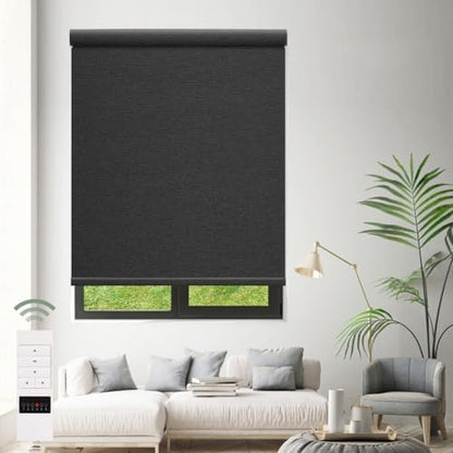 ZSHINE Motorized Blackout Roller Shades Remote Control Rechargeable(82141H)