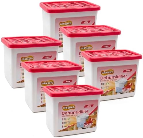 Wisesorb 6 Packs 16oz Moisture Absorbers, Dehumidifier with Fragrance & Portable Humidity Absorber Boxes for Bathroom (with Fragrance, 6x 16oz)