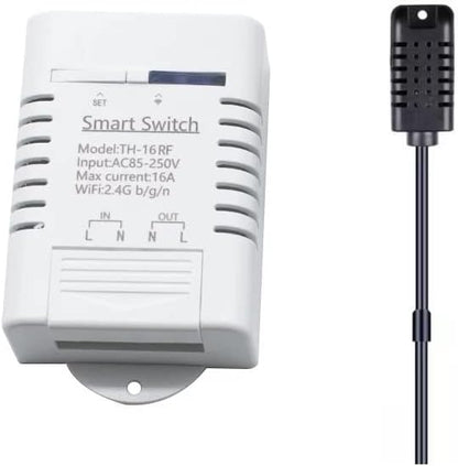eWeLink Smart 16A Switch with Temperature and Humidity Monitoring, WiFi Thermostat Controller Compatible with Alexa Google Home (Temperature and Humidity)