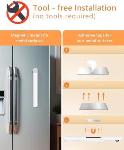 WILLED Under Cabinet & Closet Lights, Motion Sensor, Rechargeable, Magnetic, 3 Color Temps, Dimmable LED Light Bar for Indoor Kitchen Counter (2 Pack, White)