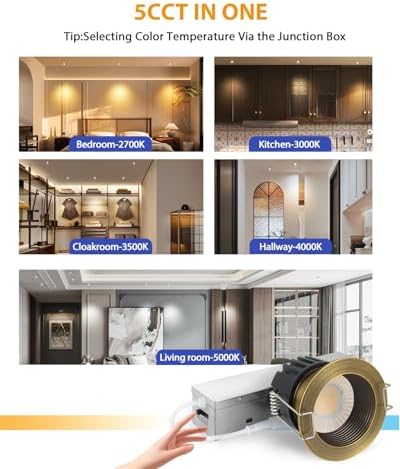 Adetu 1 Pack 2 Inch 5CCT Bronze Anti-Glare LED Recessed Ceiling Light