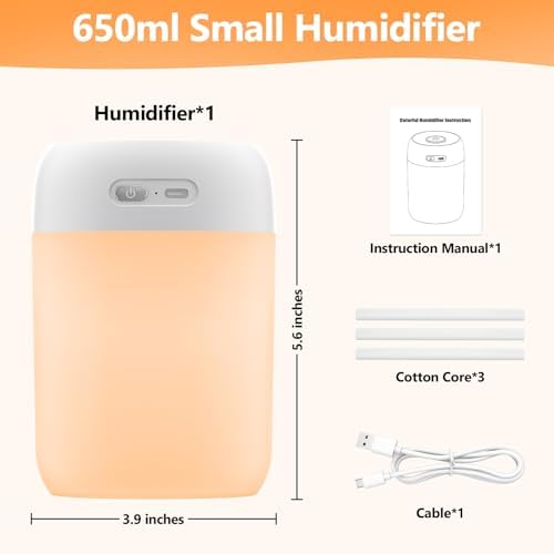 Plant Humidifier Indoor, 650ml Humidifier for Plants, White