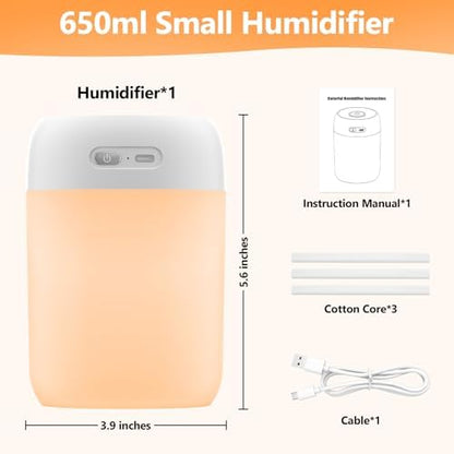 Plant Humidifier Indoor, 650ml Humidifier for Plants, White