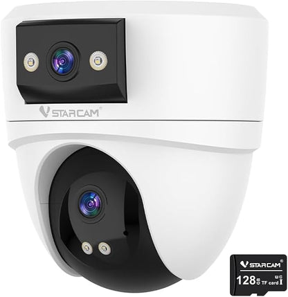 VSTARCAM 5MP Dual Lens POE IP Security Camera, Security IP Camera Outdoor with 108° Wide Angle 4 mm Lens, 2-Way Talk, Motion Detection, Color Night Vision, IP66 Waterproof
