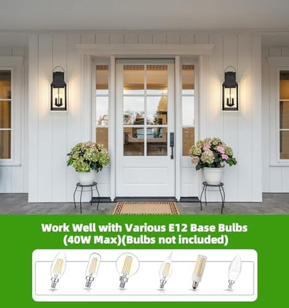 20'' 1 Pack Outdoor Wall Sconce Light, Large Black Exterior Wall Lantern