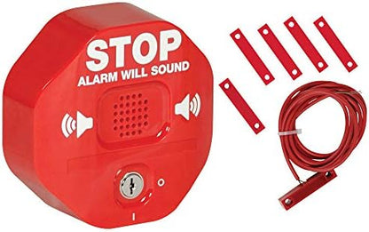 Safety Technology International, Inc. STI-6402 105 dB Exit Stopper® Multifunction Door Alarm for Double Doors with on/Off Switch and 9 Volt Battery, red