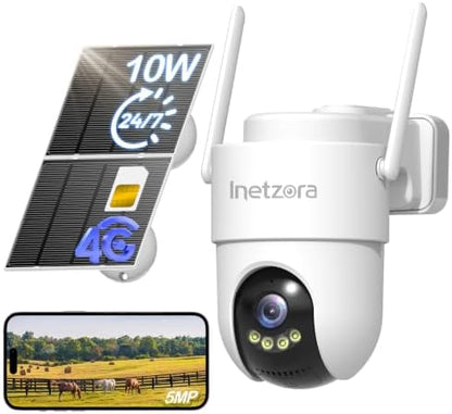 5MP 4G LTE Cellular Solar Security Camera Outdoor: No WiFi Needed