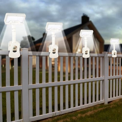 Clip On Solar Motion Lights Outdoor,360°Rotatable Fence Lights(4Pack,6000K)