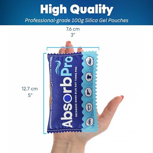 Absorb Pro Rechargeable Dehumidifier Bags 3-Pack, 100g Silica Gel