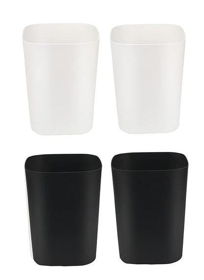 Besli 2 Gallon Small Trash Can Garbage Can Wastebasket for Bathroom Bedroom Kitchen Office (White+Black, 4 Pack)