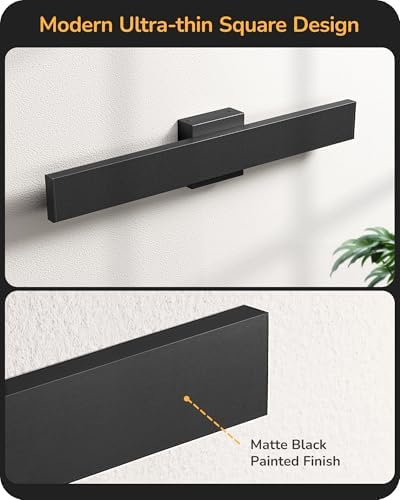 EDISHINE 23.6" Modern Outdoor Wall Light, Black LED Exterior Light Fixture