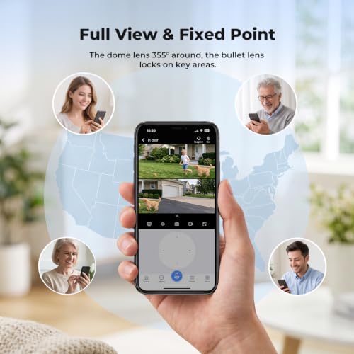 Camcamp Solar Security Cameras Wireless Outdoor, Dual-Lens Camera System