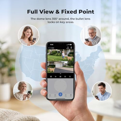 Camcamp Solar Security Cameras Wireless Outdoor, Dual-Lens Camera System