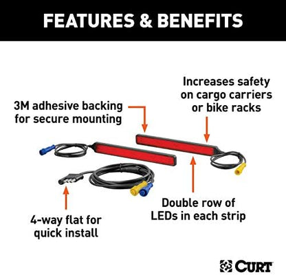 CURT 53201 Auxiliary LED Trailer Lights for Cargo Carriers and Bike Racks