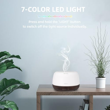 SEEDSEEL 300ML Essential Oil Diffuser, Small Aromatherapy Diffuser with Remote Control, 7-Color LED Light,4 Timer, Quiet,Auto-Off, Easy to Use,for Home,Bedroom,Office