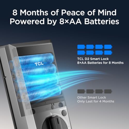TCL Keyless Entry Door Lock, WiFi Keypad Deadbolt Smart Lock with Touchscreen Keypad, App Remote Control, Doorbell, Auto-Lock, Easy Installation, Compatible with Alexa & Google Assistant, D2