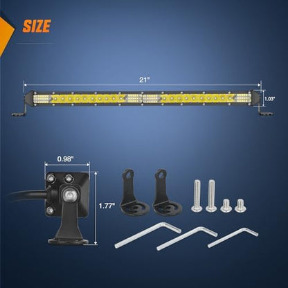 Nilight Slim LED Light Bar 21 Inch 52LED Single Row Spot Flood Combo Fog Driving Work Lighting Roof Bumper Lamp Offroad for 4x4 Trucks SUV ATV UTV