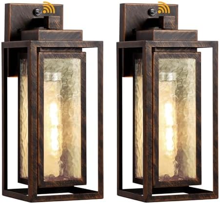 WIHTU 15.78'' Dusk to Dawn Porch Light, Outdoor Wall Sconce Light, Garage