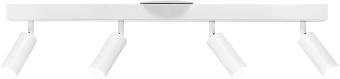Globe Electric 64000120 28" 4-Light LED Integrated Track Lighting, Matte White, Adjustable Pivoting Track Heads, 37W, 1600 Lumens, 3000 Kelvin, Dimmer Switch Compatible, Modern Ceiling Fixture