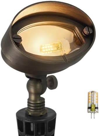 COLOER Brass Landscape Flood Lights 1 Pack with LED G4 Bulb (501B Bronze)