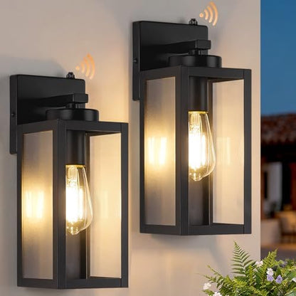 BesLowe Upgraded Dusk to Dawn Outdoor Wall Lights, Matte Black, 2-Pack