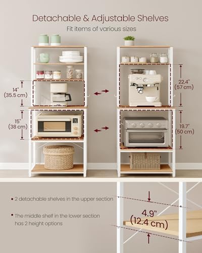 VASAGLE Coffee Bar, 23.6 Inches 6-Tier Baker's Rack with 6 Hooks