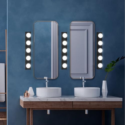 Design House Vanity Lights, 5 Linear Lights, Dimmable, Horizontal or Vertical Use, Uses (5) 60W Bulbs, for Bathroom/Makeup Vanity, Matte Black, 30.0 in. W x 2.0 in. H x 4.3 in. D, 588582-BLK