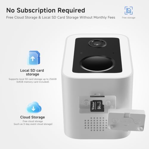VSTARCAM 2K Solar Security Camera Outdoor Wireless, 64GB SD Card Included, Free Cloud Storage, 5200mAh Battery & Solar Panel, Magnetic Quick Mount No Drill Installation, PIR Human Detection, Spotlight