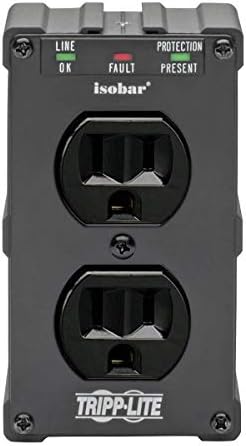 Tripp Lite Isobar ULTRABLOK Heavy Duty Outlet Extender, Wall Power Strip Surge Protector, 2 Outlets, Direct Plug-in, Black, Metal Power Strip, Industrial Garage Work Shop Bench
