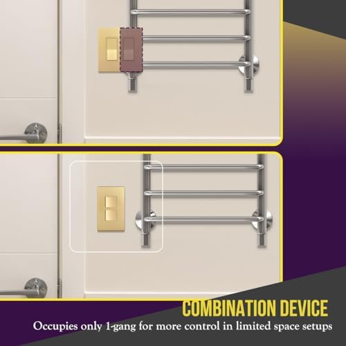 ENERLITES Gold Double Paddle Decorator Single Pole Switch, 15A, 1 Pack