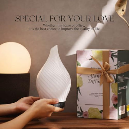 Porseme Essential Oil Diffuser 150ml Handmade Glass Diffuser 6H Runtime
