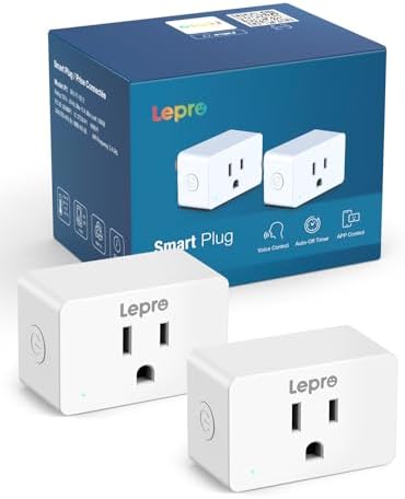 Lepro P1 Smart Plug Mini 15A, Smart Home Wi-Fi Outlet Plug, Compatible with Alexa & Google Assistant, APP Control, Safety Lock, Timer & Group Controller, 2.4G WiFi Only, UL & FCC Certified, 2 Pack