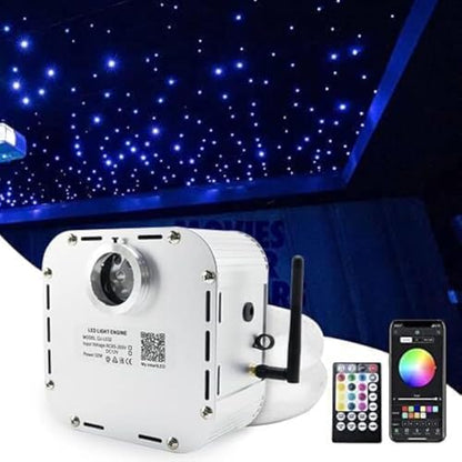 AMKI High Brightness 32W Twinkle 1000pcs Fiber Optic Starlight Headliner Kit 0.03in 16.4ft Fiber Strands RGBW Sound Activated APP Remote Control for Car Home Roof Ceiling Decoration