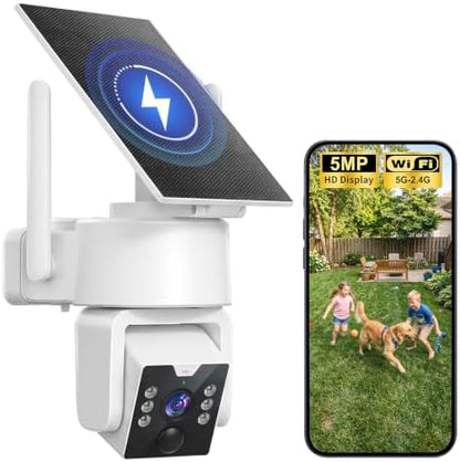 Security Cameras Wireless Outdoor 5G WiFi, Solar Outdoor Camera Wireless