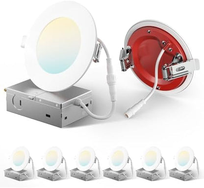 Amico 6 Pack 4 Inch Fire Rated LED Recessed Light, 2 HR Fire Rating, 5CCT