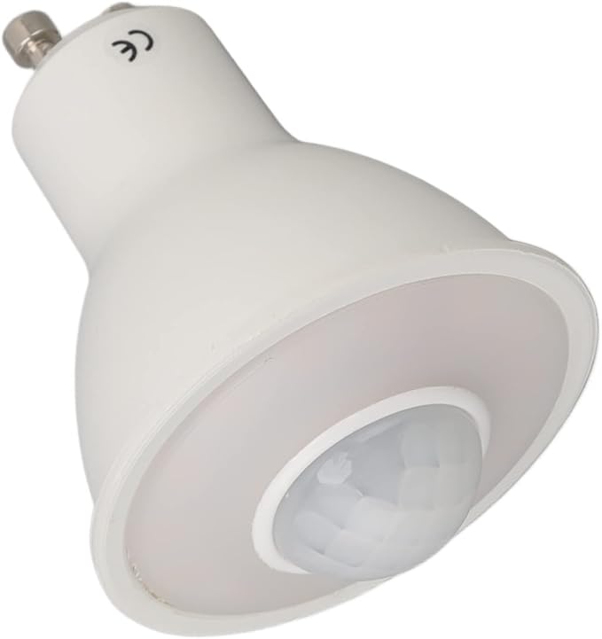 Yctze 5W 500LM GU10 Motion Sensor LED Bulb, Infrared Human Induction, Warm Light 3000K, AC 100-240V, Outdoor Security Floodlight for Ceiling, Corridor, Porch Lamp Replacement Bulb