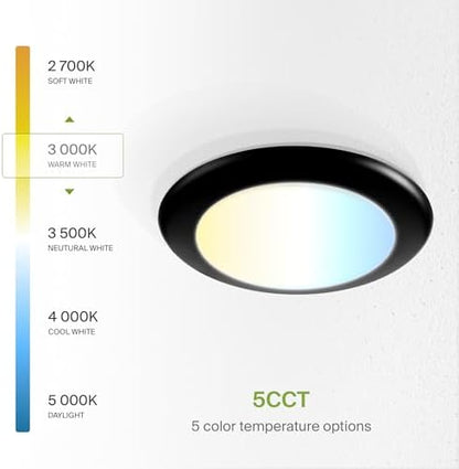 ASD 6 Pack Black LED Disk Lights 6 Inch, 5CCT Flush Mount Ceiling Light