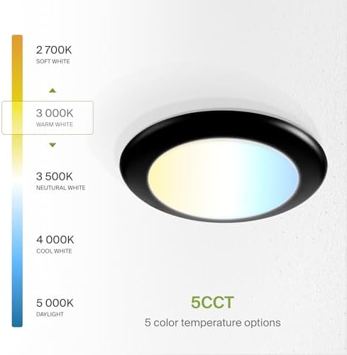 ASD 1 Pack Black LED Disk Lights 6 Inch, 5CCT Flush Mount Ceiling Light