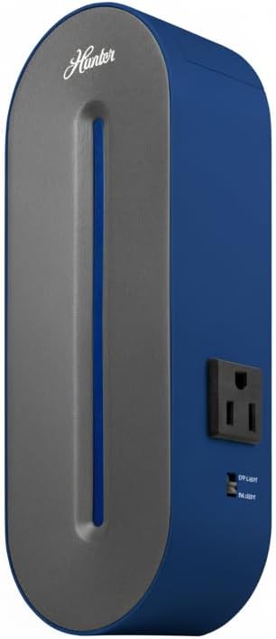 Hunter Plug-in UV Air Sanitizer, Denim Blue – Whisper Quiet UV-C Air Sanitizer, Matches A Variety of Room Decors and Styles