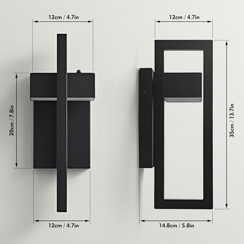 Outdoor Wall Sconce Dusk to Dawn Outdoor Lighting, Modern Exterior Lighting Fixtures, Black LED Front Porch Lights Outside Wall Mount Lights for House, Hallway, Warm White 3000K, (1pack)