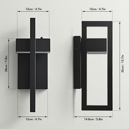 Outdoor Wall Sconce Dusk to Dawn Outdoor Lighting, Modern Exterior Lighting Fixtures, Black LED Front Porch Lights Outside Wall Mount Lights for House, Hallway, Warm White 3000K, (1pack)