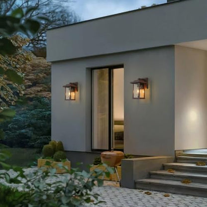 Outdoor Wall Sconce, Brown Outside Porch Light Fixtures Clear Glass