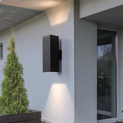 mirrea 18" Modern Outdoor Porch Light in 2 Lights, Matte Black, 1 Pack