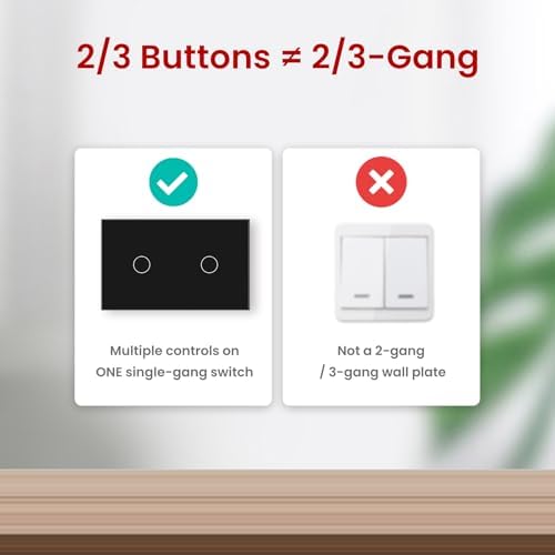 Smart Switch,Neutral Wire Required,APP Control,Black 2 Button
